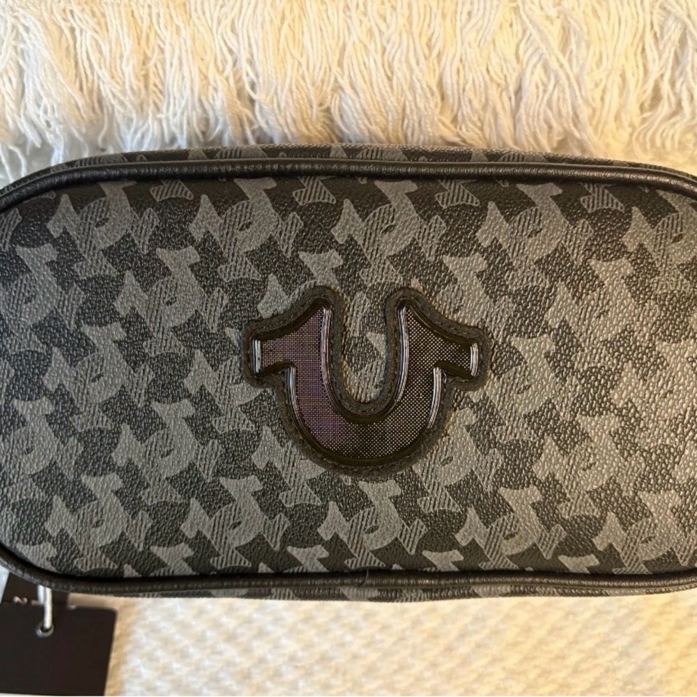 True Religion Black and Gray Toiletry Bag